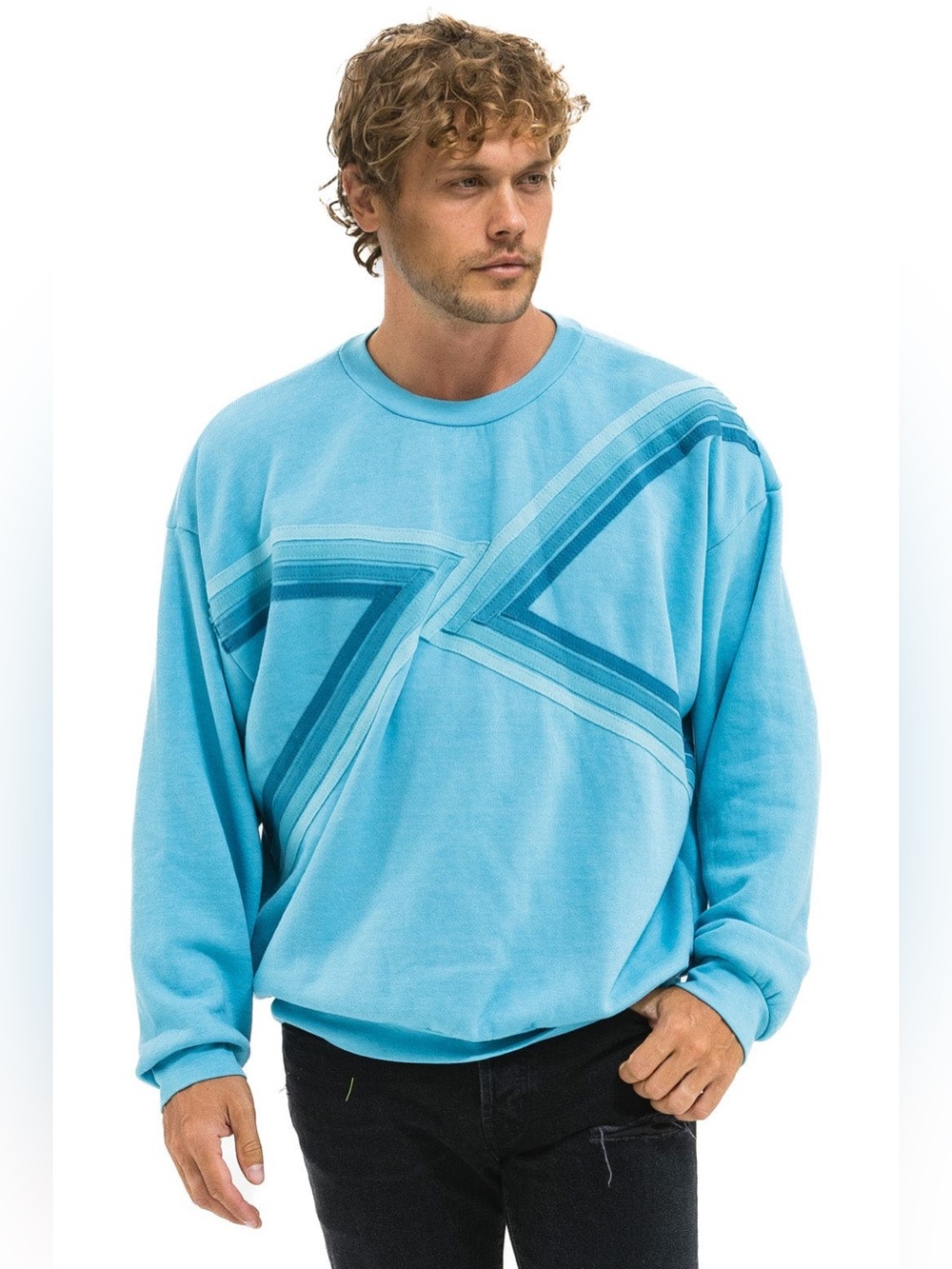 Aviator Nation Relaxed Crew Sweatshirt Size L Aqua